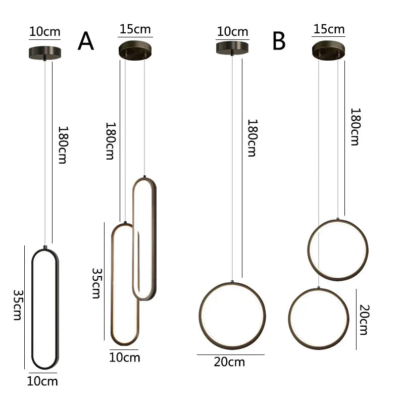 Lámpara colgante LED negra DecorBites™: Elegante lámpara de techo para dormitorio, pequeña lámpara de araña