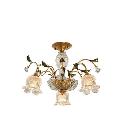 DecorBites™ Glass Flower Chandelier: Elegant Retro High-End Lobby Main Light for Home, Restaurant
