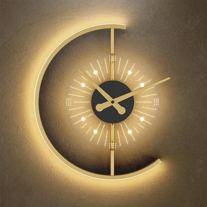 DecorBites™ LED Wall Clock Sconce for Bedroom Living Room Home Decor Lighting
