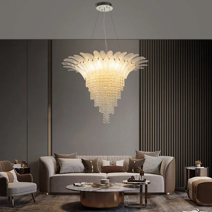 DecorBites™ Glazed Gold LED Chandelier for Living Room Clubhouse Villa