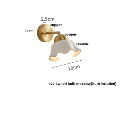 مصباح حائط LED نحاسي من DecorBites™ مزود بمفتاح سلسلة سحب ومصباح بجانب السرير بتصميم فني بسيط