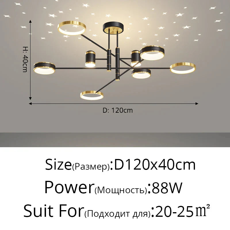 DecorBites™ LED Chandelier: Modern Smart Remote Ceiling Light for Living Room Bedroom Dining Kitchen