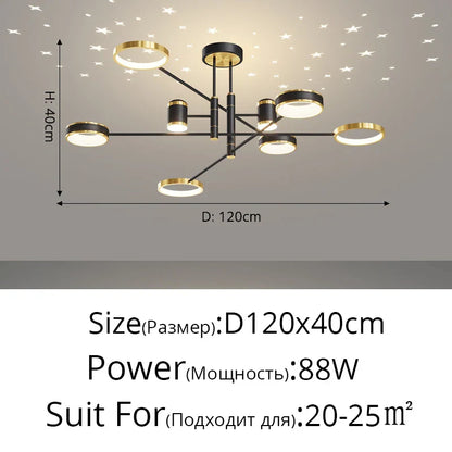 DecorBites™ LED Chandelier: Modern Smart Remote Ceiling Light for Living Room Bedroom Dining Kitchen