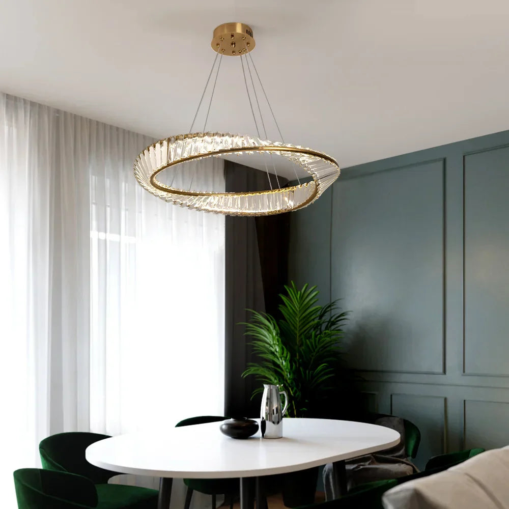 DecorBites™ Gold Möbius Strip Pendant Chandelier for Luxe Living and Dining Spaces