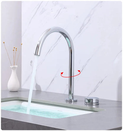 DecorBites™ Brushed Gold Black Basin Faucet - 360 Rotating Widespread Bathroom Sink Tap