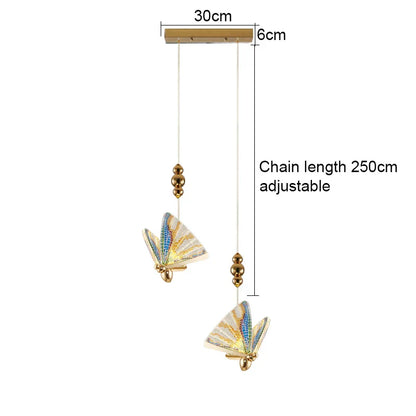 ثريا أكريليك على شكل فراشة من DecorBites™ مزودة بمصباح سقف وإضاءة داخلية