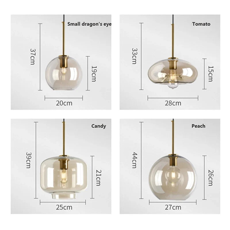 Nordic Glass Pendant Light With Iron Loft Frame