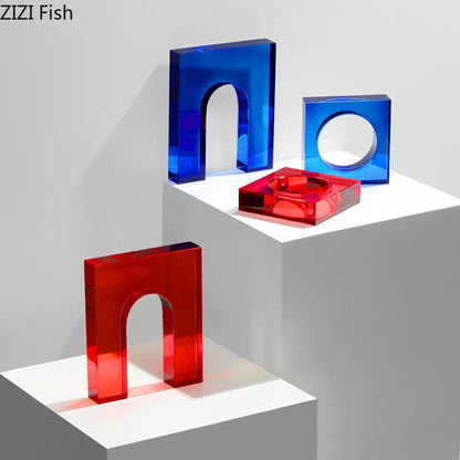 ديكوربايتس™ - منحوتة زجاجية هندسية على شكل قوس كريستالي لتزيين المكتب