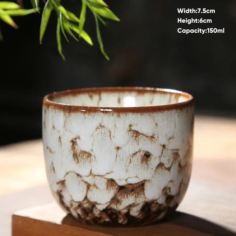 DecorBites™ Japanese Kiln Transformation Ceramic Tea Cup Espresso Coffee Mug Pottery Kung Fu Teacup