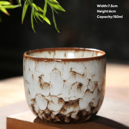 DecorBites™ Japanese Kiln Transformation Ceramic Tea Cup Espresso Coffee Mug Pottery Kung Fu Teacup