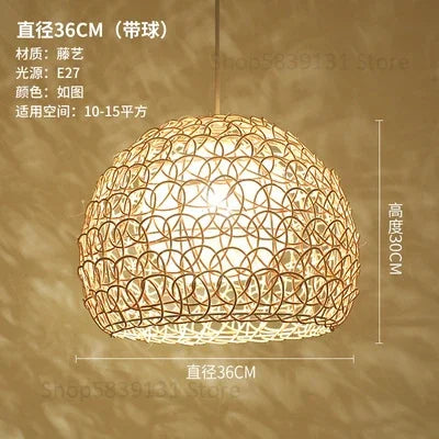 DecorBites™ Hand Woven Rattan Pendant Lights Chandelier Bamboo Modern Living Room Decor