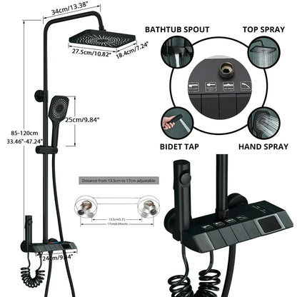 DecorBites™ Digital Rainfall Shower System Mixer Set 4-way Bathroom Faucets Kit