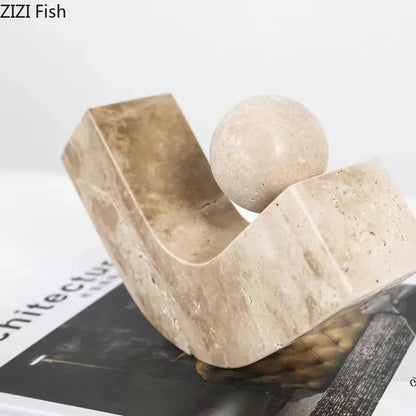 ديكور بايتس™ - زخارف حجرية هندسية - ديكور مكتب - عمل فني حديث - تمثال - ديكور غرفة