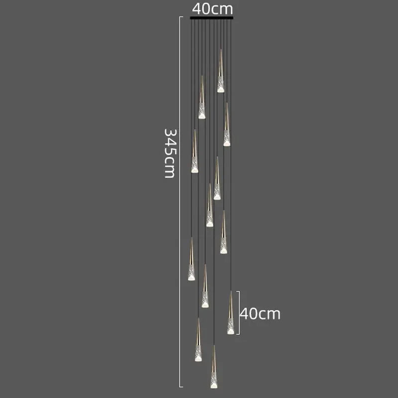 DecorBites™ LED Nordic Staircase Chandelier Golden Black Indoor Lighting