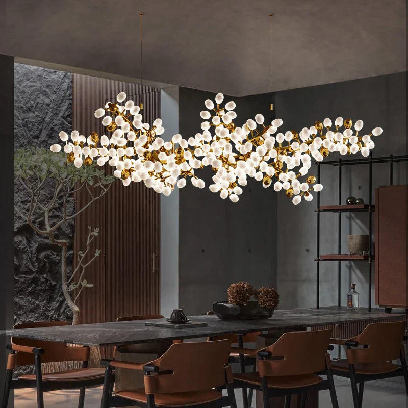 Lámparas colgantes de cristal en forma de candelabro de uva dorada Decorbites™ para sala de estar y comedor