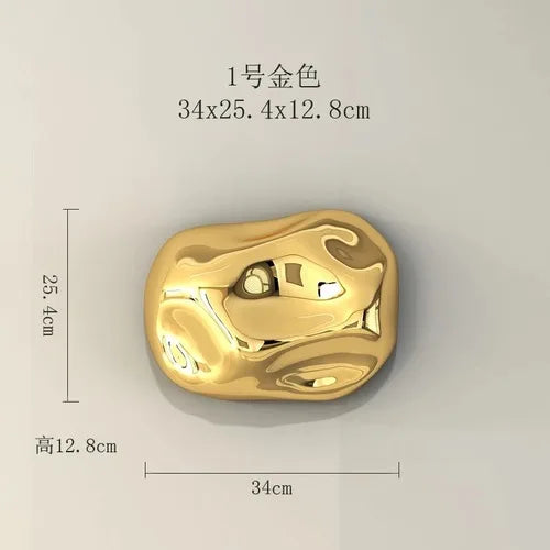 ديكور بايتس™ زينة جدارية من الحجر الذهبي ثلاثي الأبعاد لديكور أنيق للغرفة