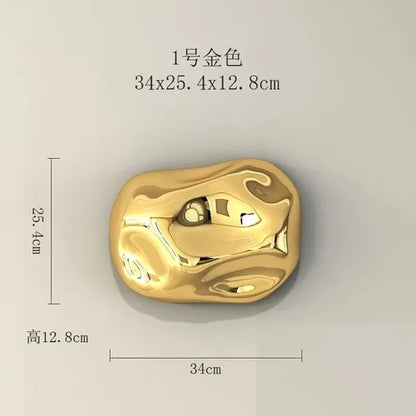 ديكور بايتس™ زينة جدارية من الحجر الذهبي ثلاثي الأبعاد لديكور أنيق للغرفة