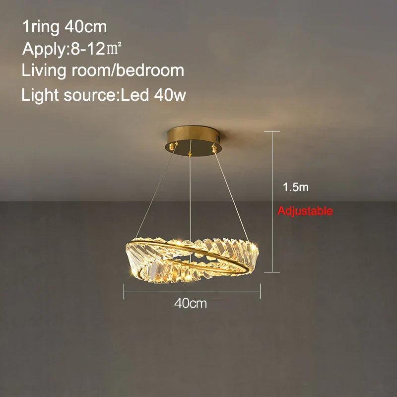 DecorBites™ Crystal Ring Ceiling Lamp - Modern Luxury LED Chandelier for Master Bedroom & Living Room