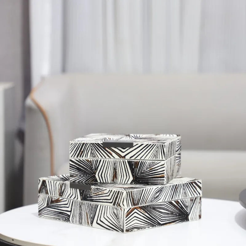 DecorBites™ Black & White Zebra Pattern Jewelry Storage Box Desktop Organizer