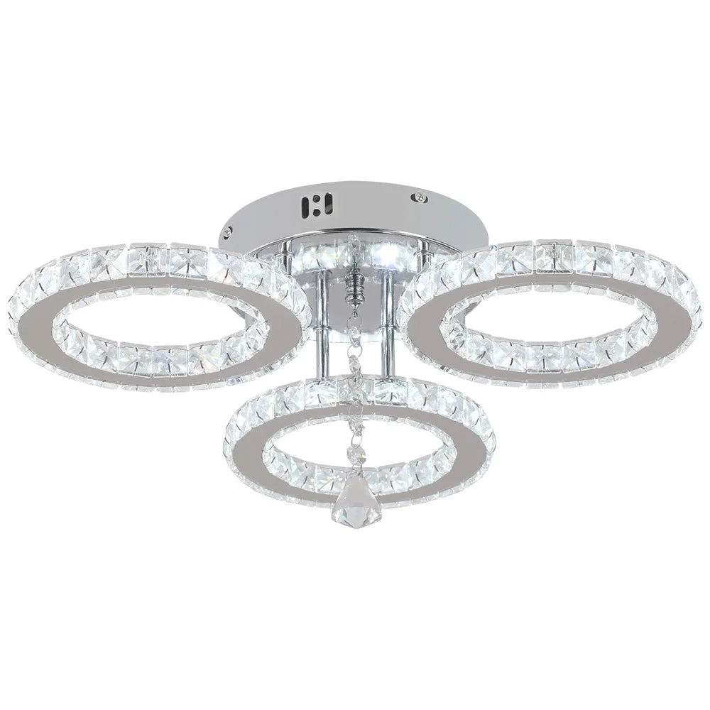 DecorBites™ Crystal Flush Mount Chandelier: App Dimmable Rings Shape Ceiling Light