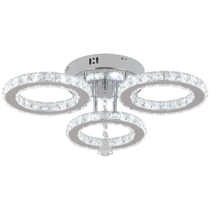 DecorBites™ Crystal Flush Mount Chandelier: App Dimmable Rings Shape Ceiling Light