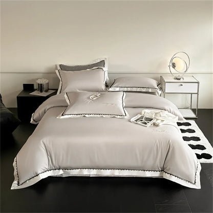 Decobites Hot Diamond Lace Egyptian Cotton Bedding Set: Sheet, Pillowcase, Duvet Cover, Full-Queen-King Size