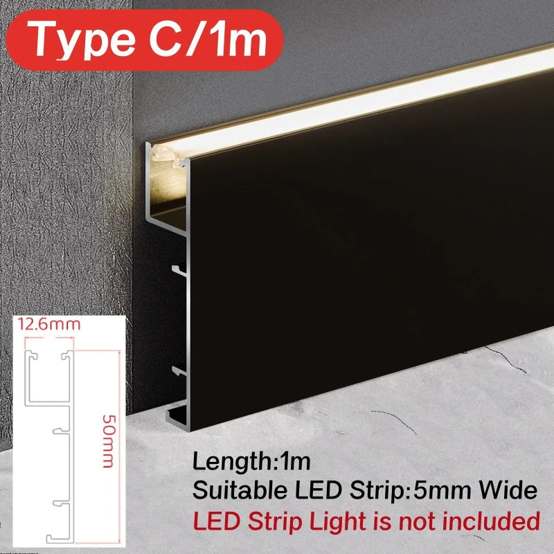 DecorBites™ LED Skirting Profile: Hidden Corner Recessed Aluminum Baseboard Light Strip
