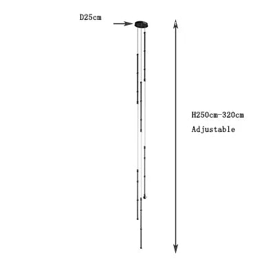 DecorBites™ Leda Black Line Chandelier: Stylish Luminaire for Dining & Living Room; Stairwell Lighting