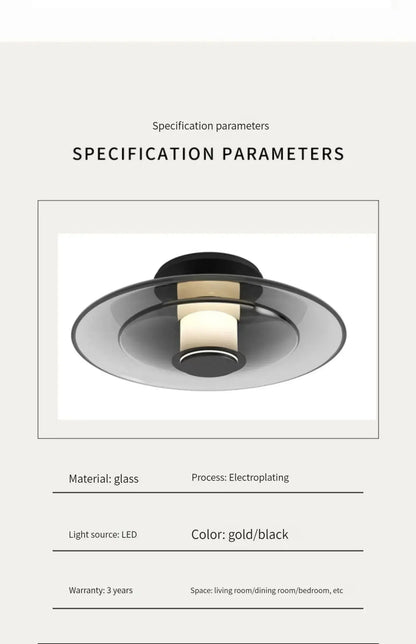 ديكوربايتس™ مصباح حائط قرصي زجاجي كهرماني: وحدة إضاءة LED بتصميم عصري بسيط