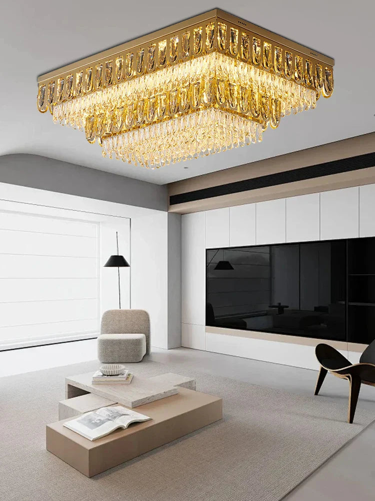 DecorBites™ Crystal Round Ceiling Chandelier for Modern Room Decor, Luxury Lamps - 2025 Lumens