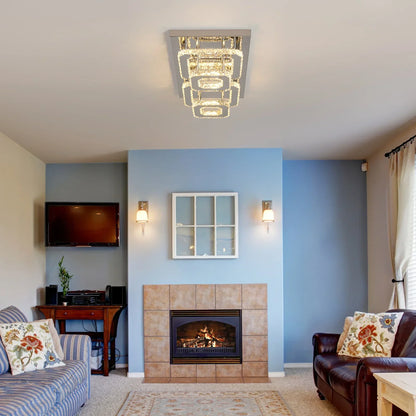 DecorBites™ Crystal Ceiling Chandelier: Luxury LED Pendant Lighting for Modern Living Room Decor