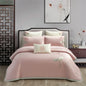 Decobites Pink Satin Jacquard Lotus Duvet Set 4Pcs Queen King Bedlinens