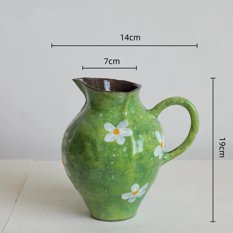 Jarrón de Flores en Acuarela China Hecho a Mano™ Decorativo Retro de Cerámica