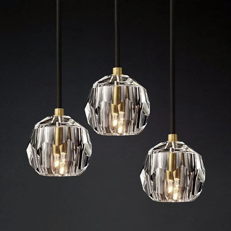 Gold Crystal Pendant Light K9 Nordic Kitchen