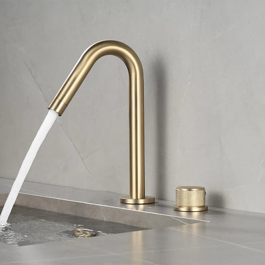 Brushed Gold Brass Bathroom Basin Faucet