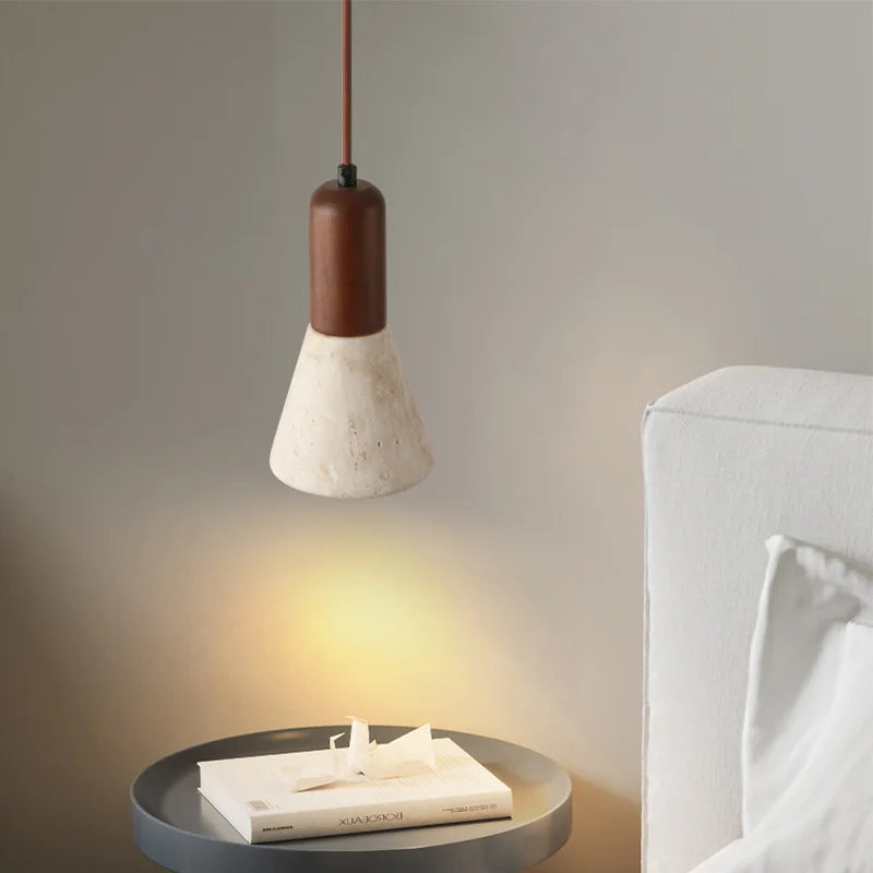 Decorbites™ Japanisches Vintage-LED-Pendant-Licht, Gelber Travertin Wabi-Sabi Hängelampe