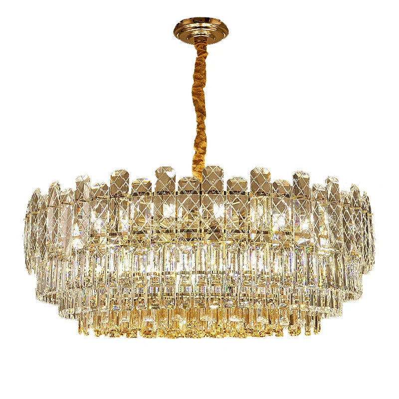 DecorBites™ Gold Lustre Chandelier LED Crystal Light Fixture - Postmodern Luxury Hanging Lamp