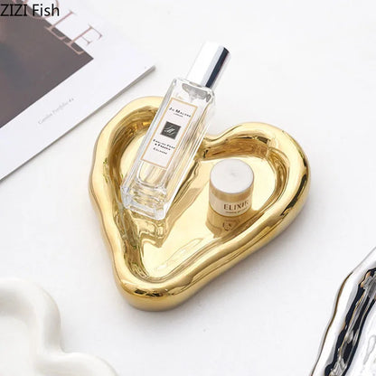 DecorBites™ Heart-Shaped Jewelry Stand Tray: Earrings & Necklace Display Plate