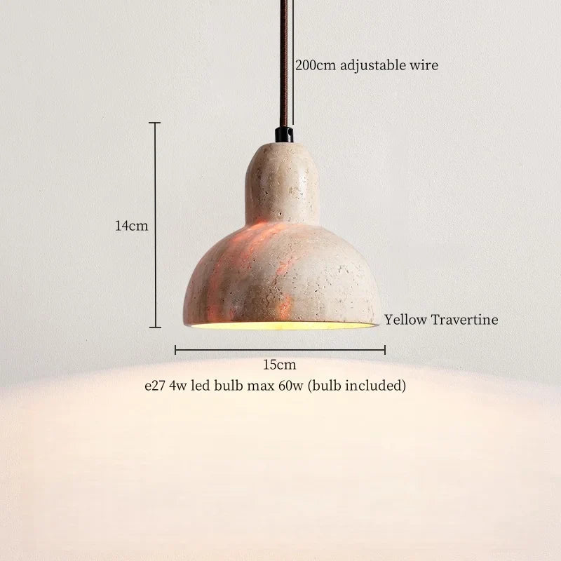 DecorBites™ LED Hanging Pendant Light Mid-Century Modern Yellow Travertine Wood Living Room