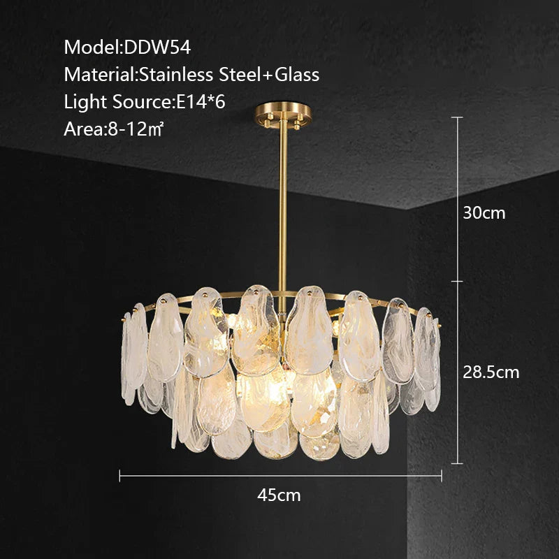 DecorBites™ Cloudy Glass Chandeliers: Modern LED Lustre Indoor Lighting for Living Room Décor