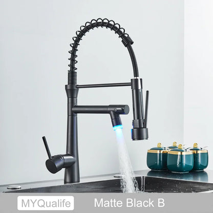 DecorBites™ Dual Spout LED Kitchen Faucet 360 Rotate Hot Cold Mixer for Stylish Sink