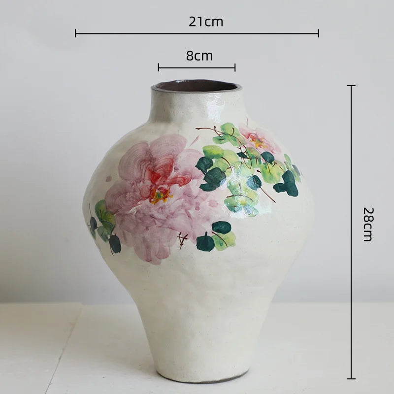 Jarrón de Flores en Acuarela China Hecho a Mano™ Decorativo Retro de Cerámica