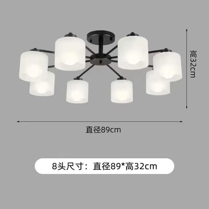 DecorBites™ LED Black/Gold Ceiling Chandelier with Lampshade for Elegant Living Room Decor