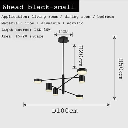 DecorBites™ Black Gold White LED Chandelier: Stylish Nordic Loft Lamp for Livingroom & Bedroom