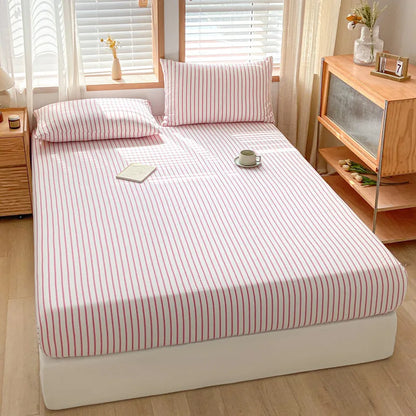 غطاء مرتبة مريح فردي من DecorBites™‎ مخطط من القطن مع شريط مطاطي