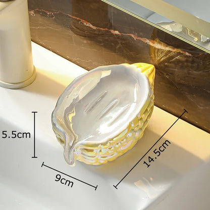 DecorBites™ Bitter Gourd Ceramic Soap Dish - Bathroom Accessories Drainage Rack & Storage Container