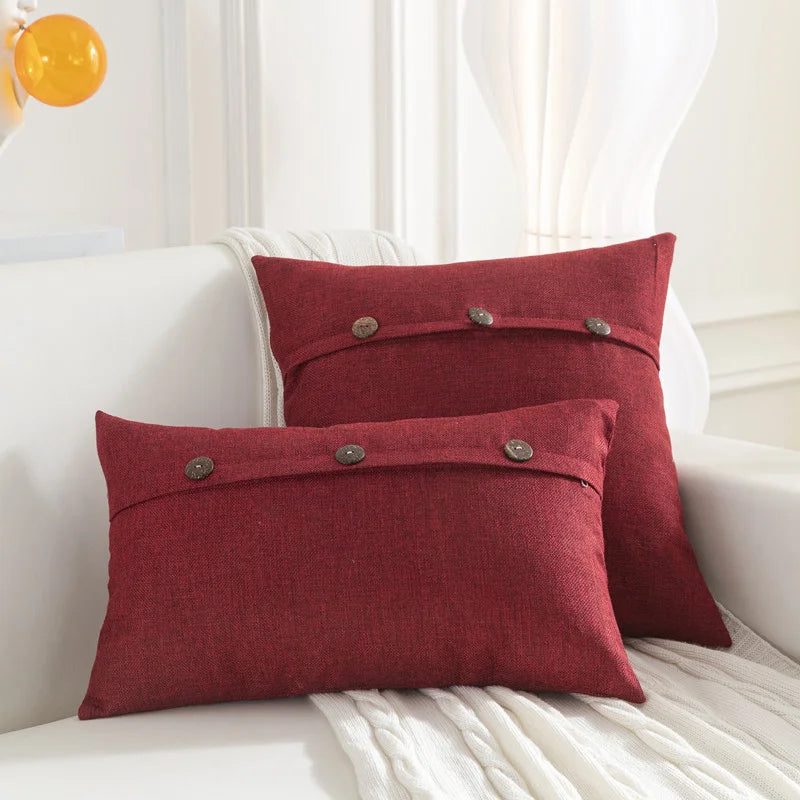 Decorbites™ Leinen-Knopf-Sofakissenbezugsset für Wohnzimmer und Bett