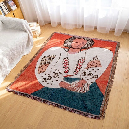 DecorBites™ Knitted Tapestry Sofa Blanket - Light Luxury Decorative Blanket for Living Room, Nap Bedspread, Picnic, Camping Mat