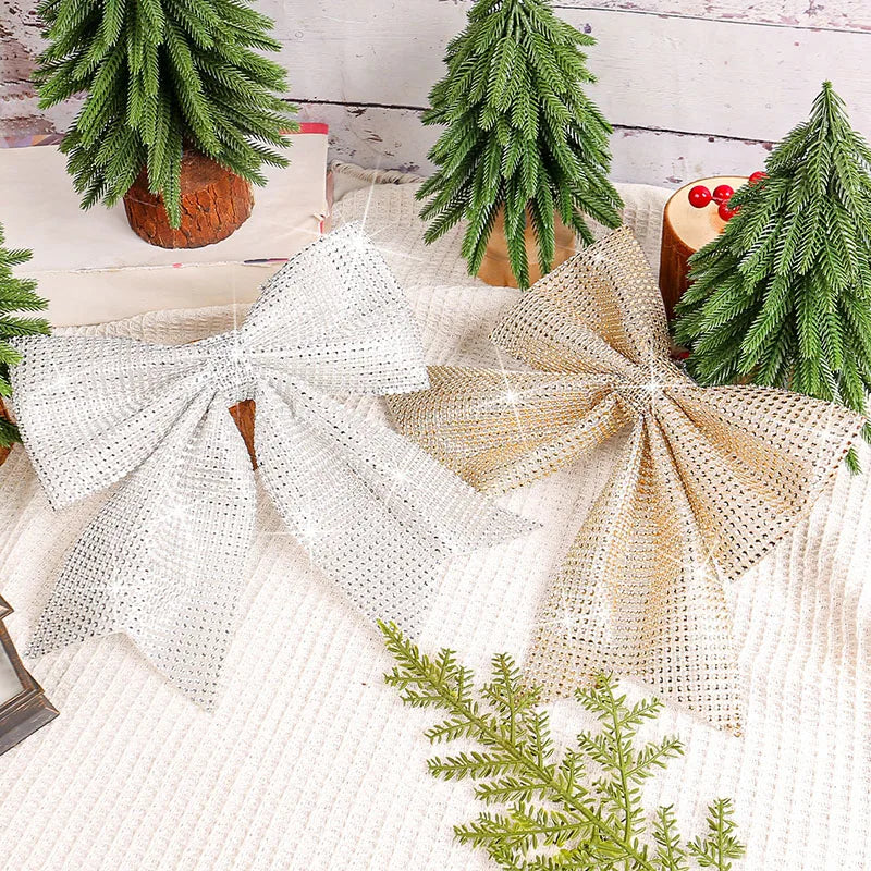 DecorBites™ Diamond Bow Pendant x2 Holiday Tree Decoration Shimmering Sparkling Ornament