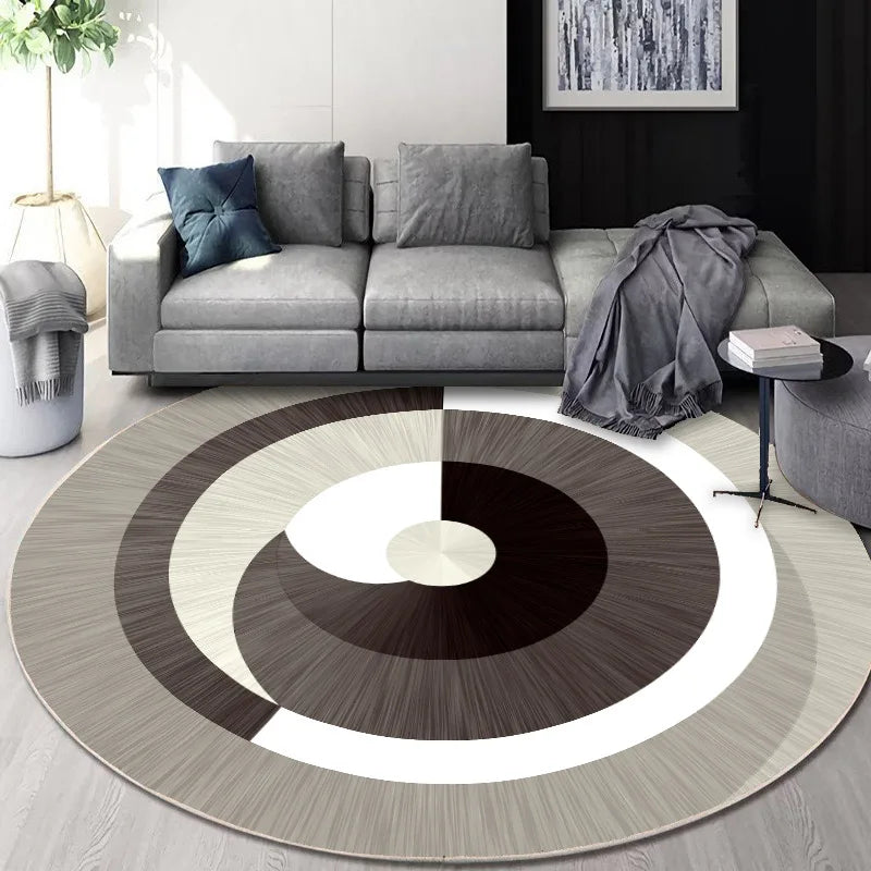 DecorBites™ Circular Geometric Cashmere Floor Mat for Living Room, Stain Resistant & Easy-Clean